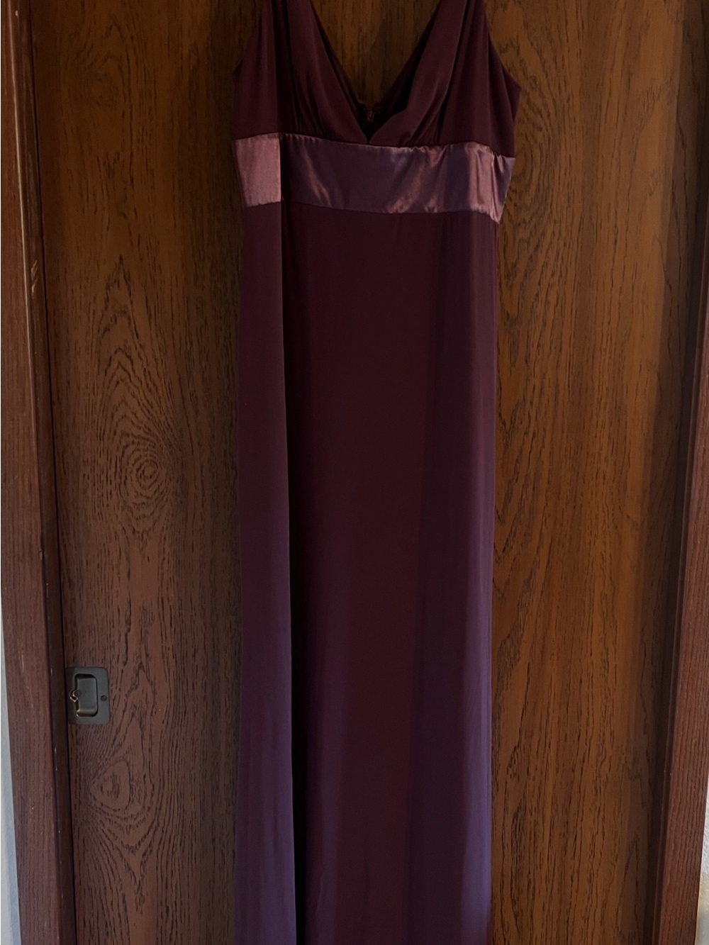 Elegant Plum Slip Dress with Satin Waistband